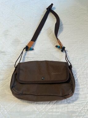 Gootium Small Brown Adjustable Strap Canvas Crossbody Bag Messenger Purse